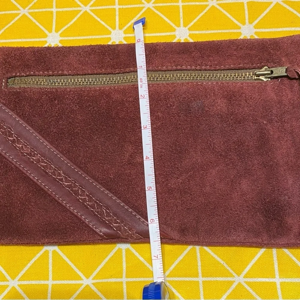 Vintage Handmade Suede Clutch & mini cosmetic bag set